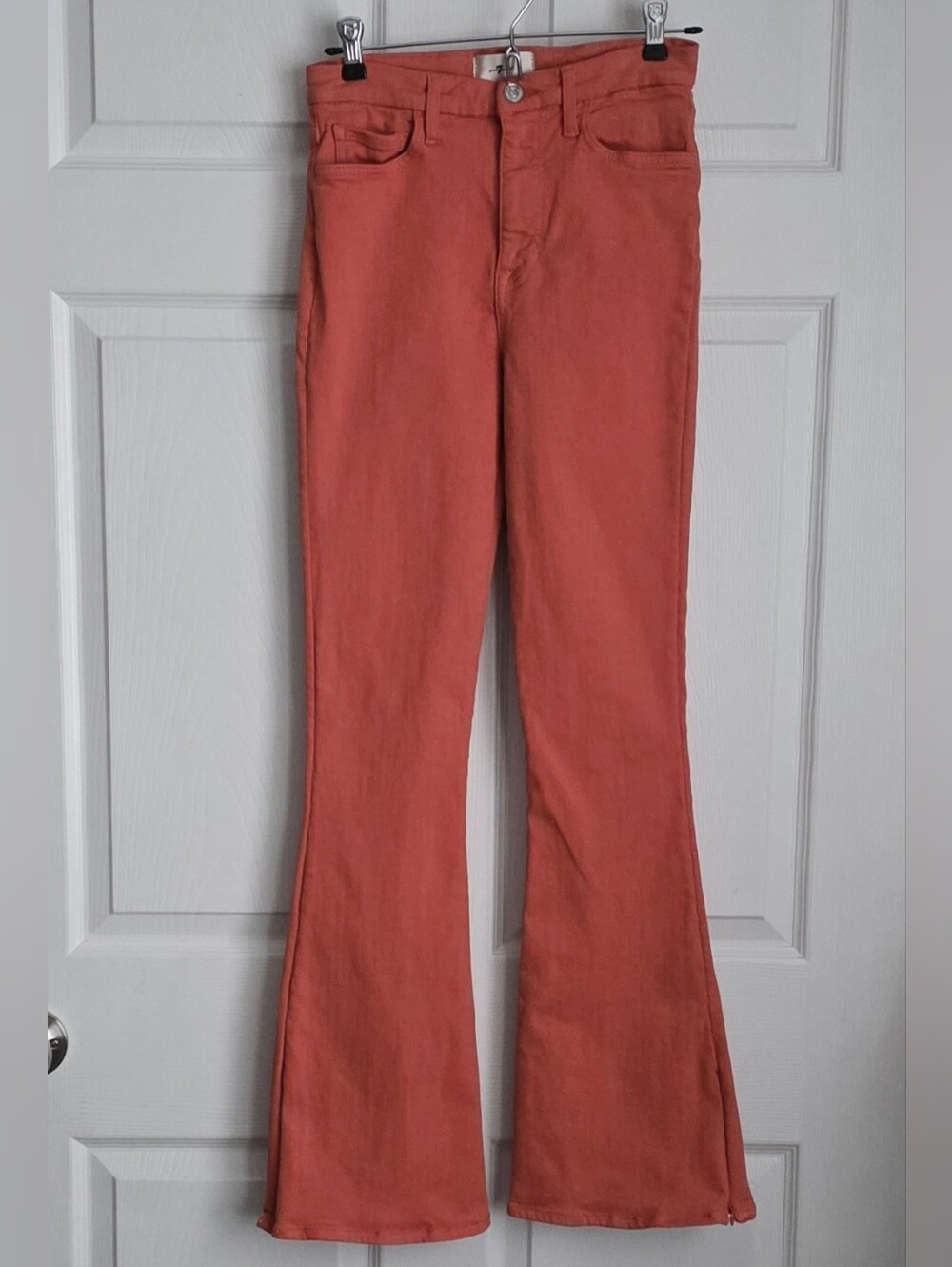 7 For All Mankind No Filter Ultra High Rise Skinny Bootcut Jeans Koi Orange 27